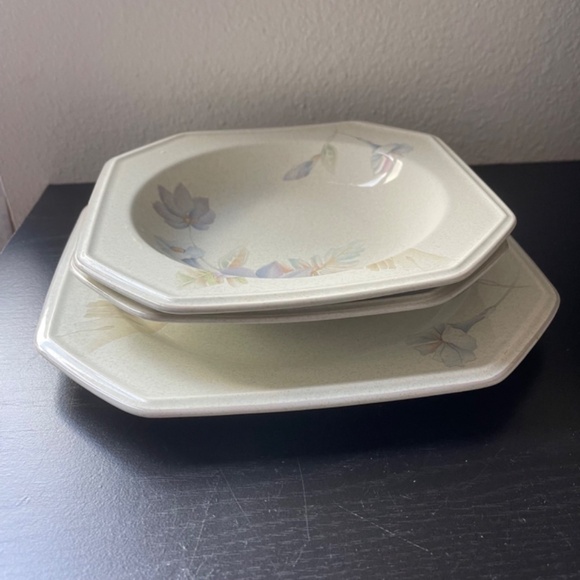 MIKASA Belle Meade Casual Moods Rim Soup Bowl (2 pcs) & Dinner Plate (1pcs) - Picture 2 of 9